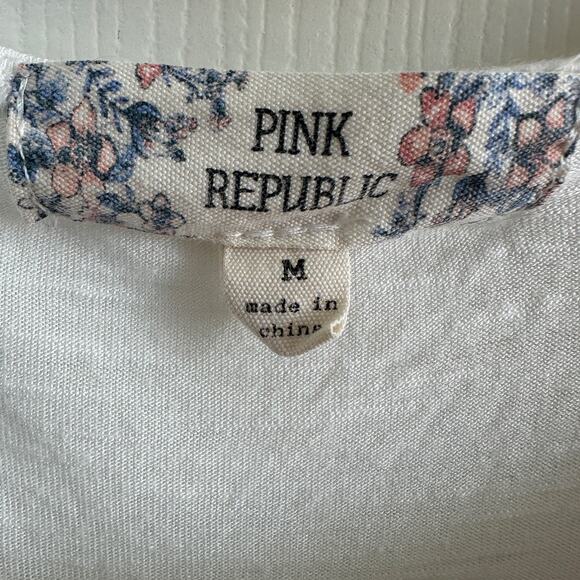 pink republic women’s ivory crochet lace tank top size m boho summer casual - Picture 2 of 9